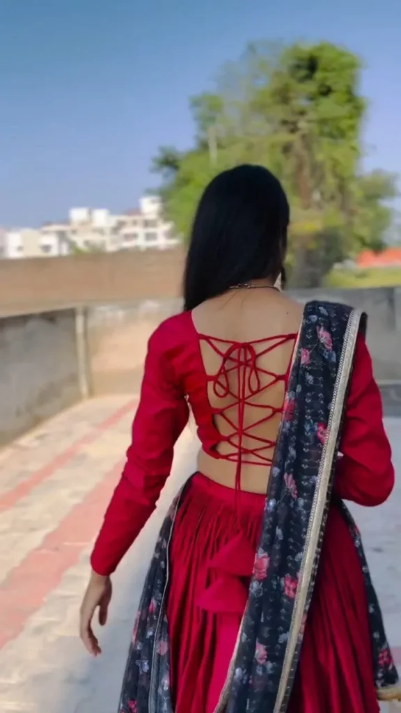 Satin Lehenga Set with Blouse & Floral Dupatta for Weddings and Festive Wear